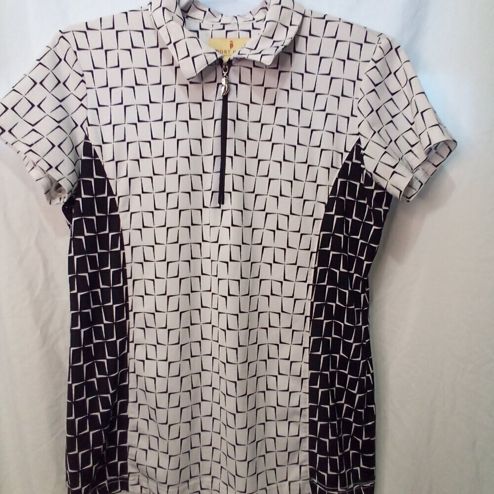 Sport Haley Shirt Women S Polo Golf Short Sleeve Pattern Black White